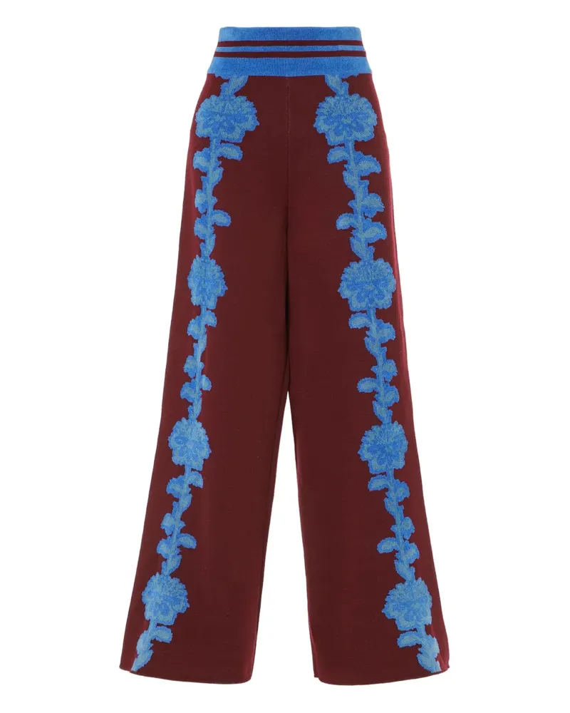 Temperley London Gestrickte Hose mit Blumen - Rot Rot