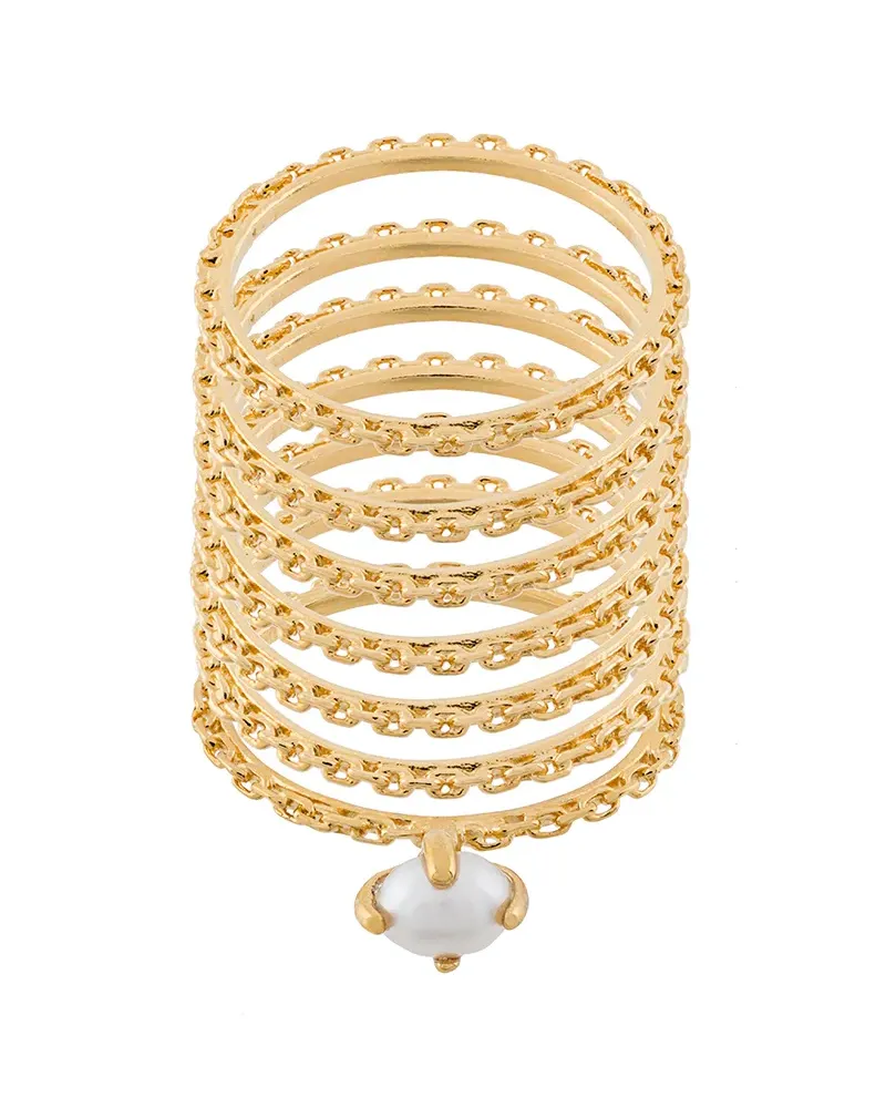 Wouters & Hendrix Vergoldetes 'Curiosities' Set mit sieben Silberringen - Metallic Metallic