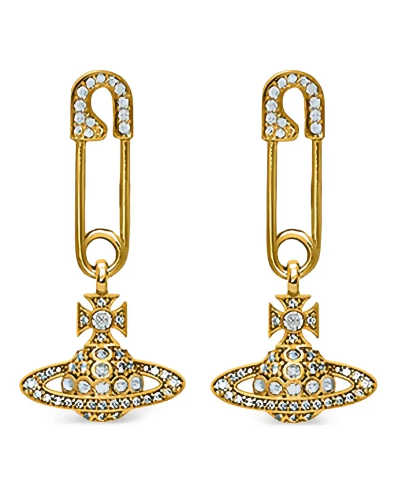 Vivienne Westwood Lucrece safety pin orb earrings - Gold Gold