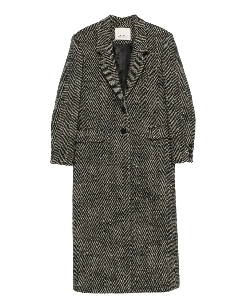 Isabel Marant Ealine Mantel mit Fischgrätenmuster - Schwarz Schwarz