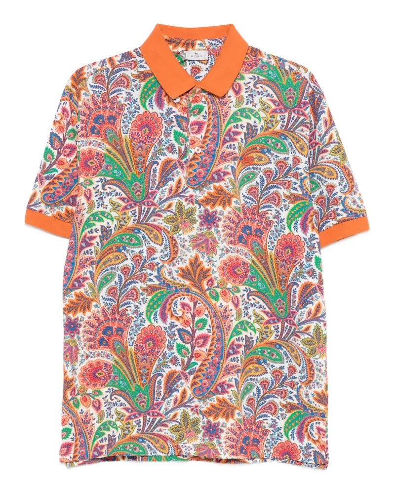 Etro paisley-print polo shirt - Orange Orange