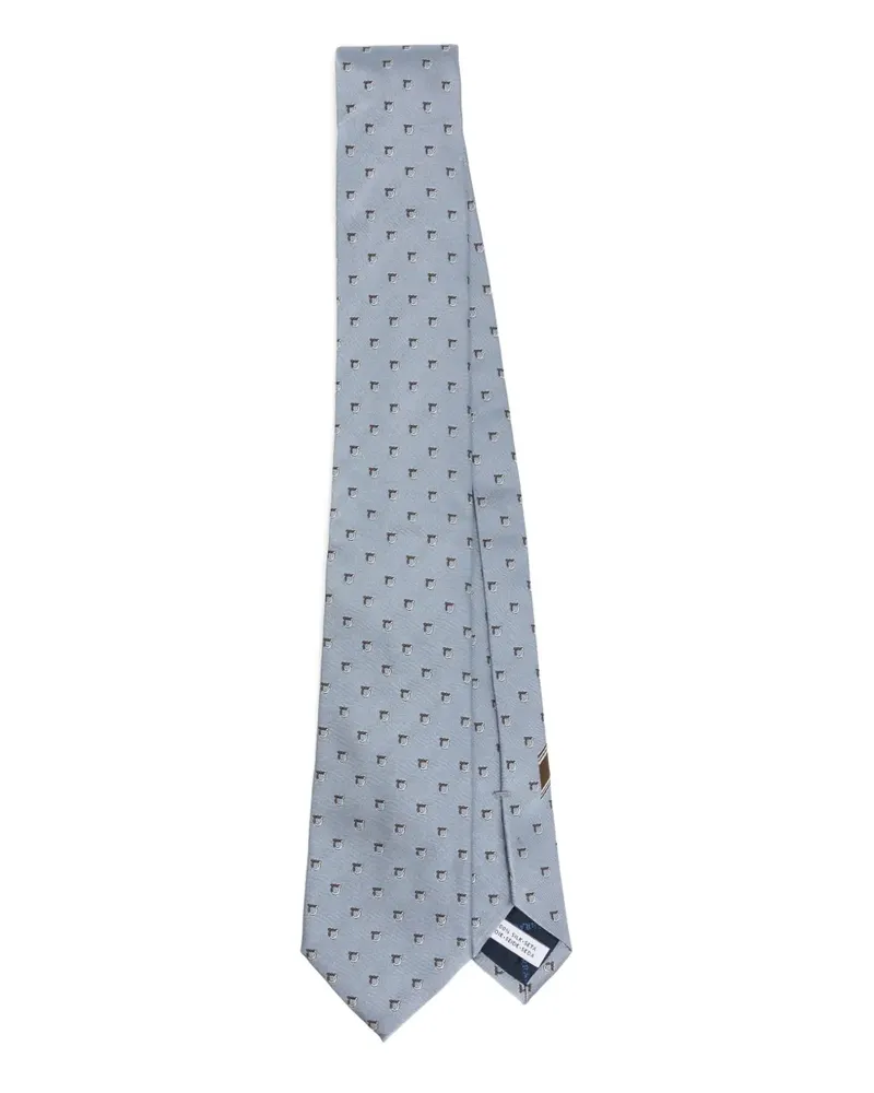 Ferragamo Seidenkrawatte mit Gancini-Print - Blau Blau