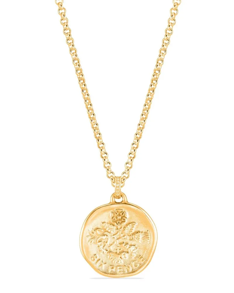 Dower & Hall Halskette mit Lucky Sixpence-Anhänger Gold