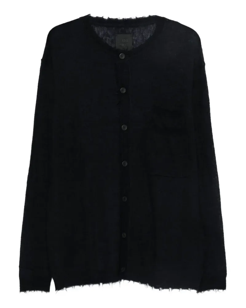 FREI-MUT Kettle Cardigan mit ausgefransten Kanten - Blau Blau