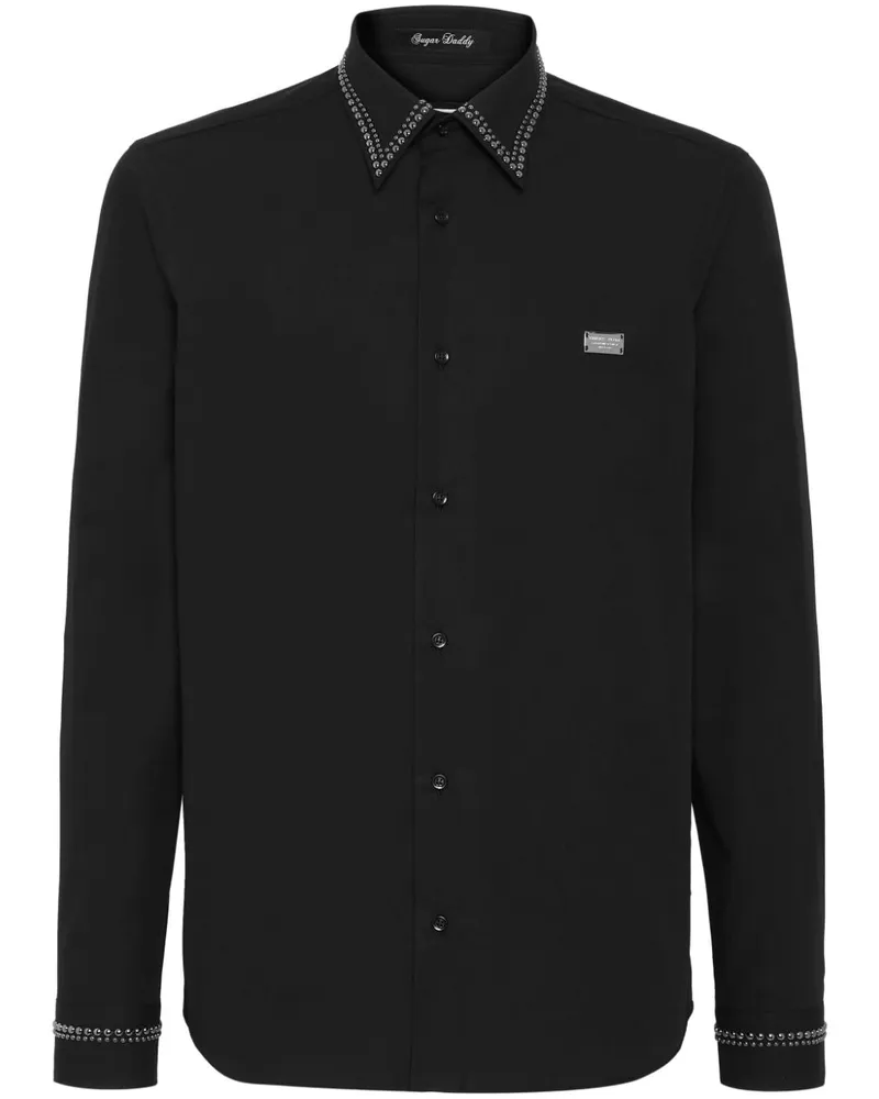 Philipp Plein Hemd mit Logo-Schild - Schwarz Schwarz