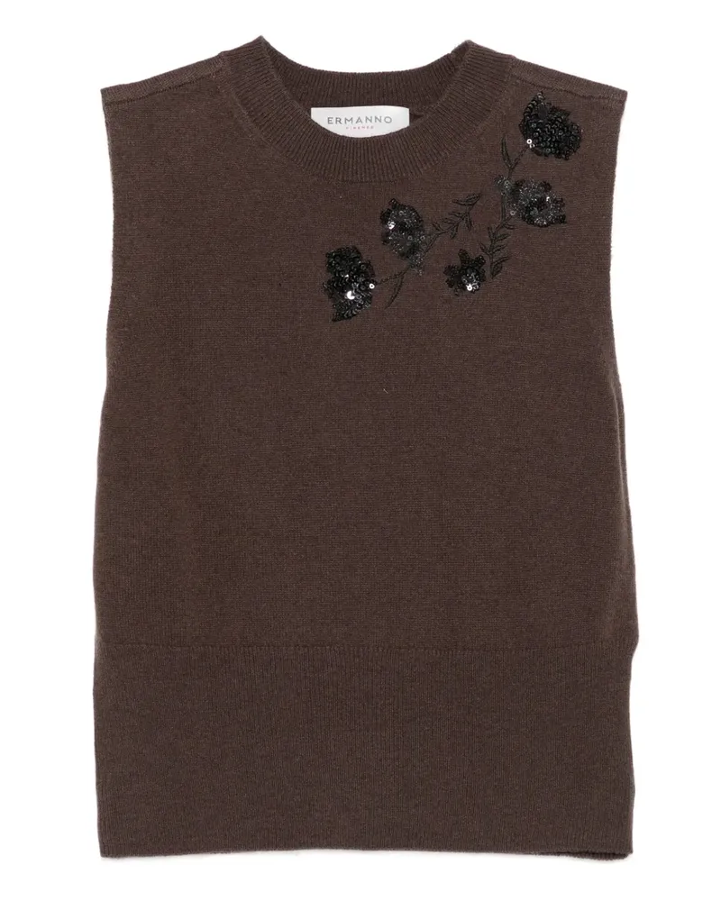 Ermanno Scervino Top mit Pailletten - Braun Braun
