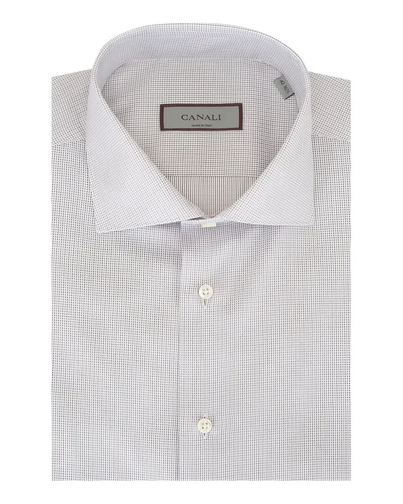 Canali Gemustertes Hemd - Weiß Weiß