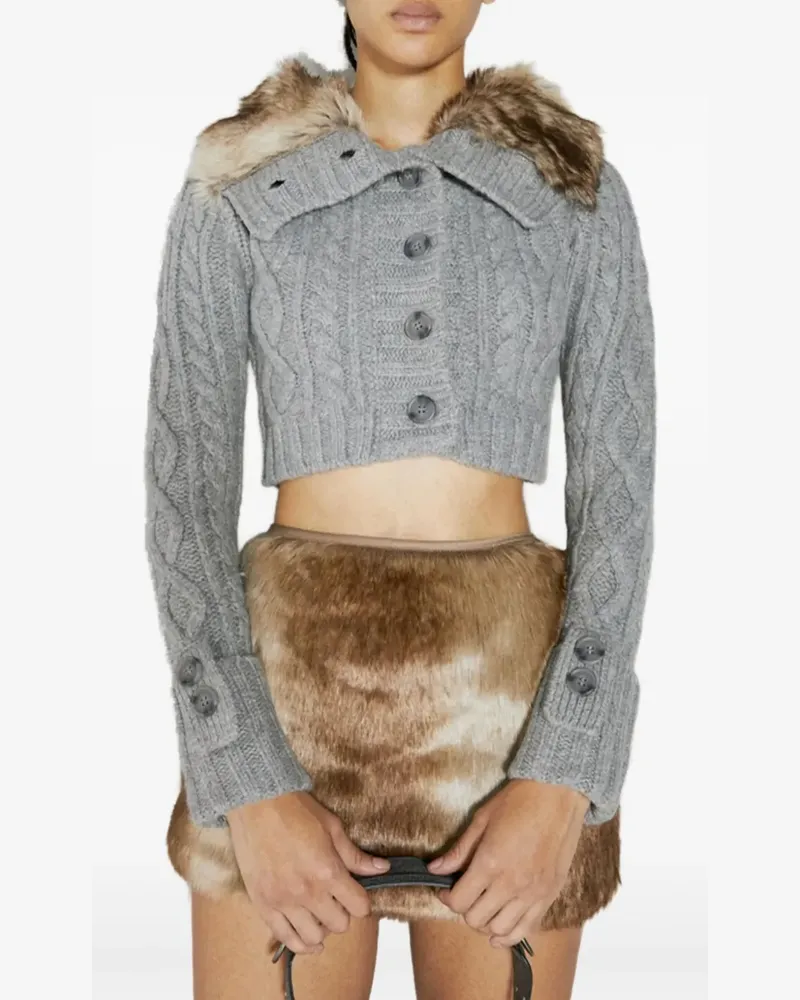 Guess Cardigan mit Zopfmuster - Grau Grau