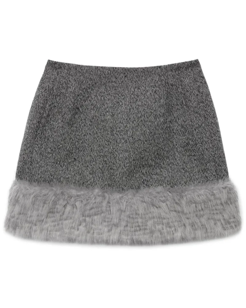 MSGM Minirock mit Faux Fur - Schwarz Schwarz
