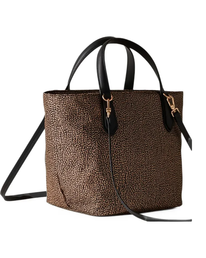 Borbonese B-Escape optyll-print leather-trim tote bag - Nude Nude