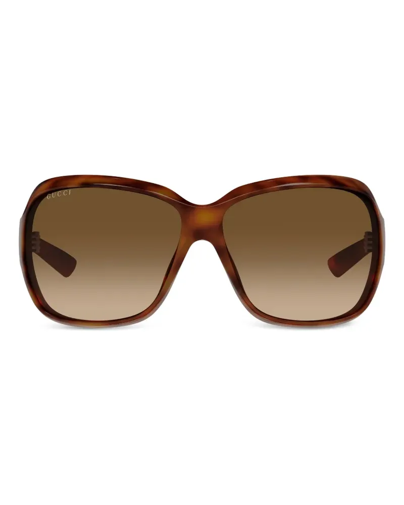 Gucci tortoiseshell-effect geometric-frame sunglasses - Braun Braun