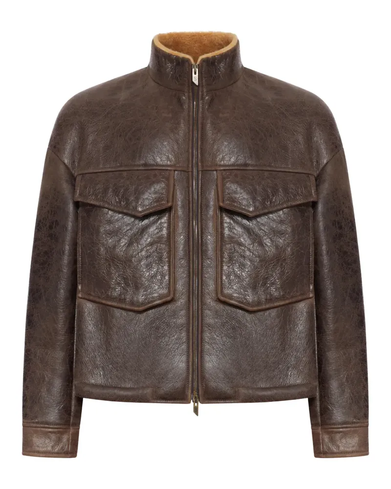 Salvatore Santoro flap-pocket leather jacket - Braun Braun