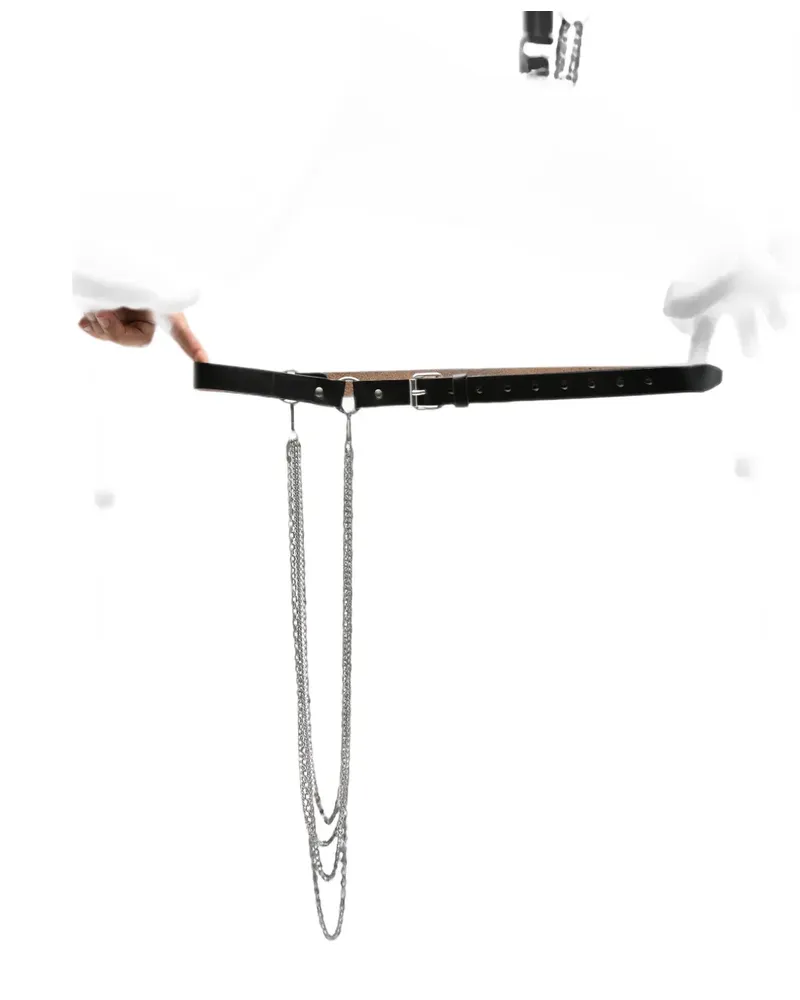 Our Legacy chain-link leather belt - Schwarz Schwarz