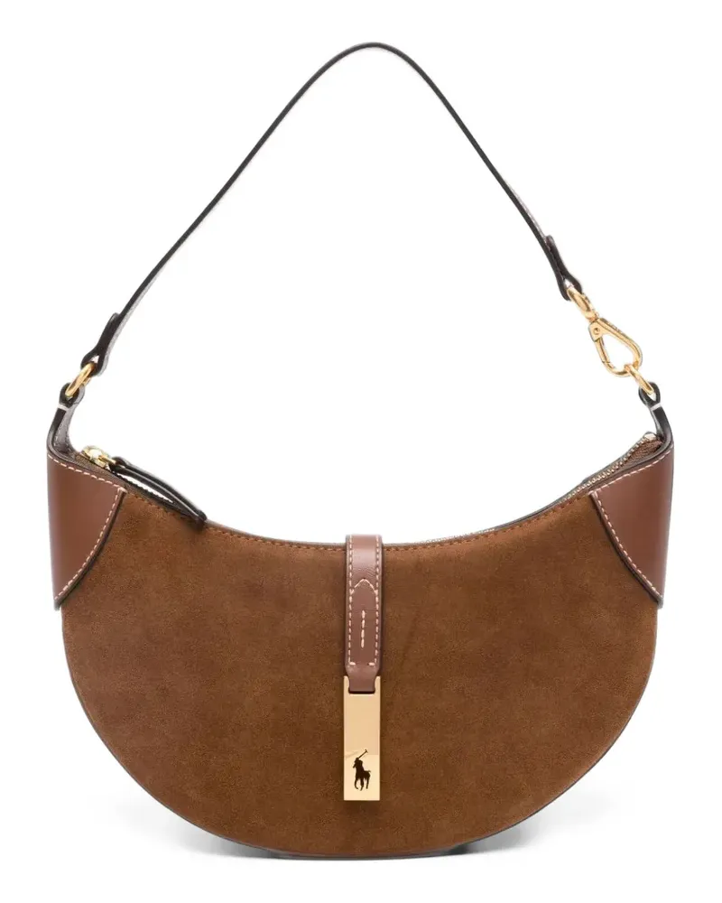 Ralph Lauren ID suede-panel shoulder bag - Braun Braun