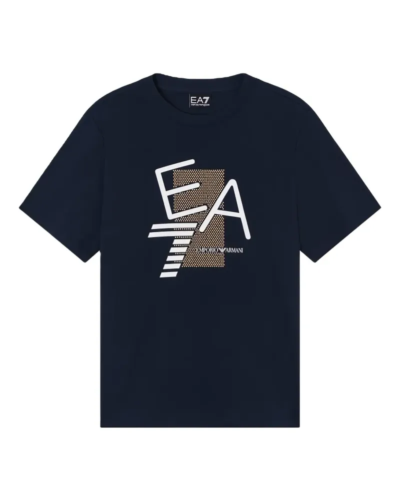 EA7 logo-print cotton T-shirt - Blau Blau