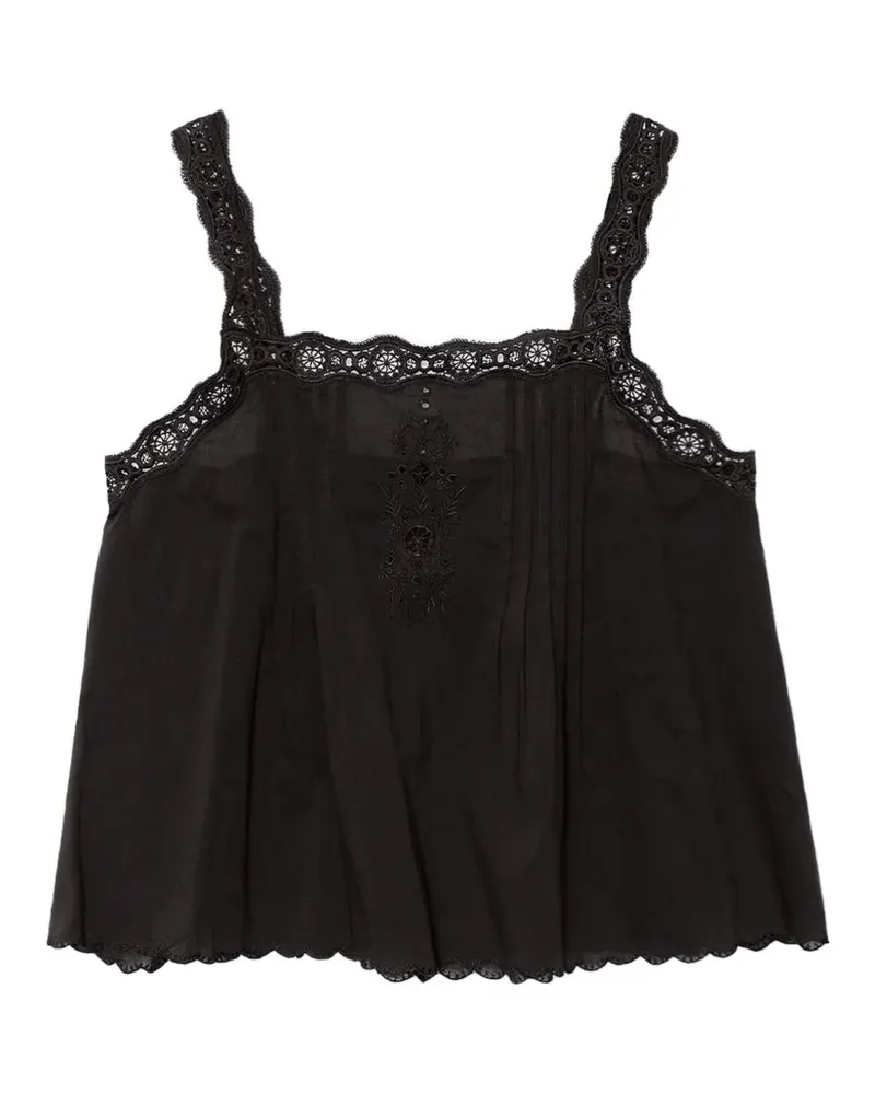 Xírena Bluse mit Lochstickerei - Schwarz Schwarz