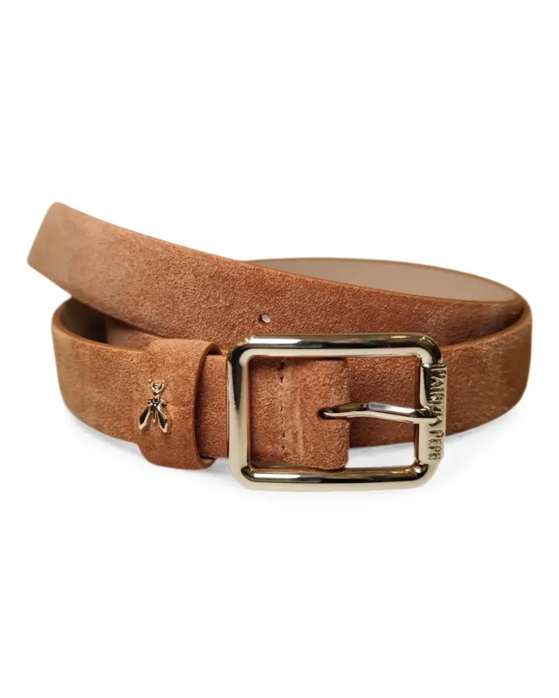 Patrizia Pepe logo-detail square-buckle belt - Braun Braun