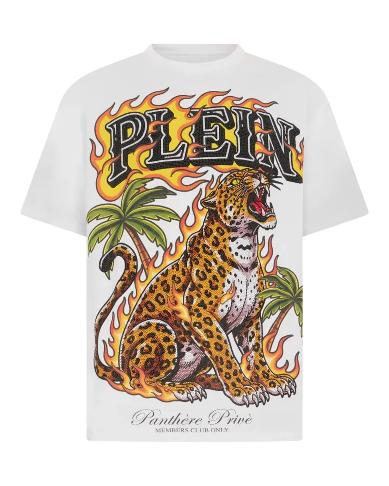 Philipp Plein T-Shirt mit Leopardenprint - Weiß Weiß