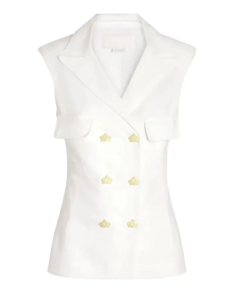 Genny Doppelreihige Weste mit Taschen - Weiß Weiß