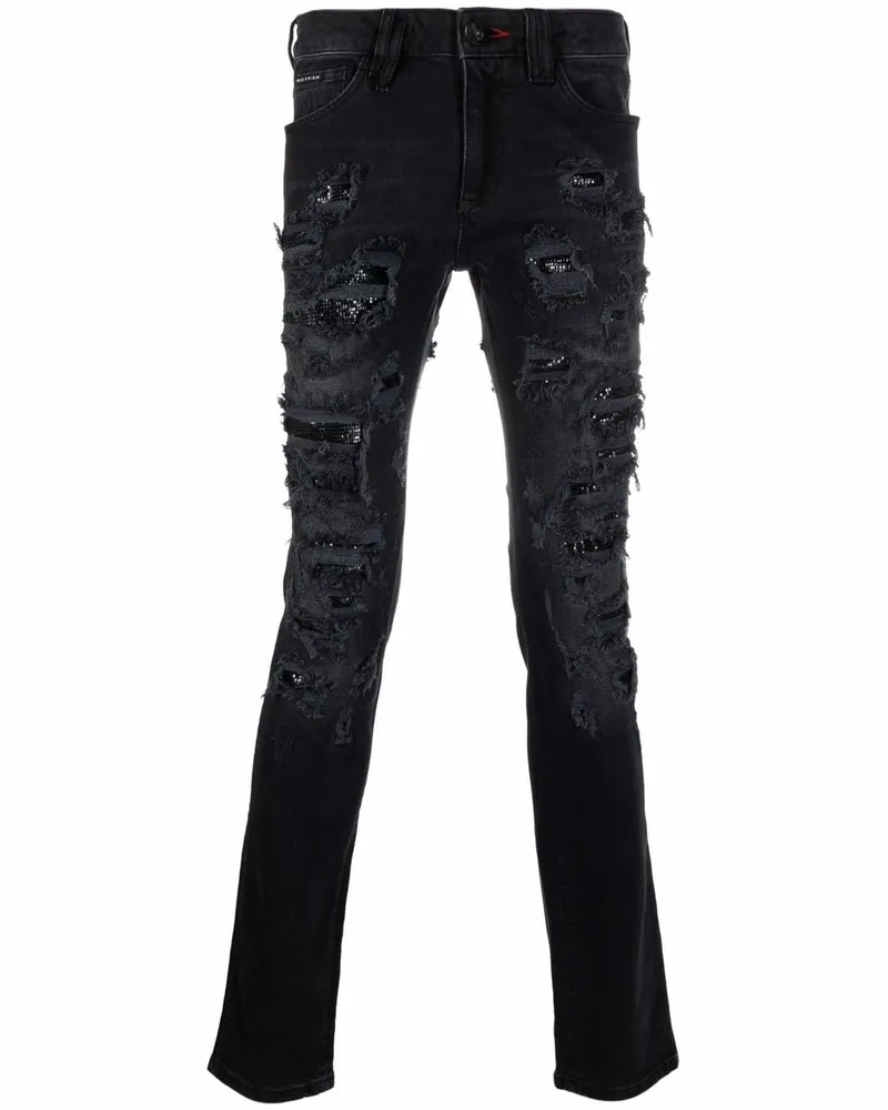 Philipp Plein Jeans mit Distressed-Detail - Schwarz Schwarz