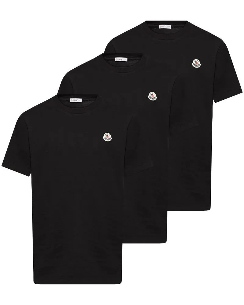 Moncler 3 T-Shirts mit Logo-Patch - Schwarz Schwarz