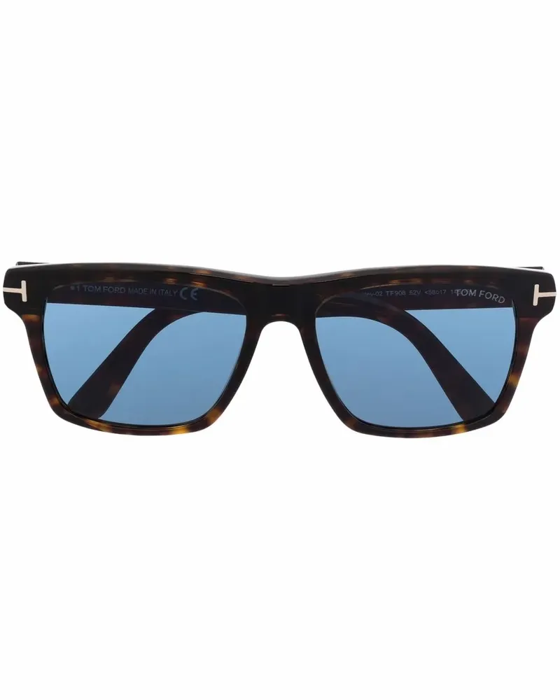 Tom Ford Eckige Sonnenbrille in Schildpattoptik - Braun Braun