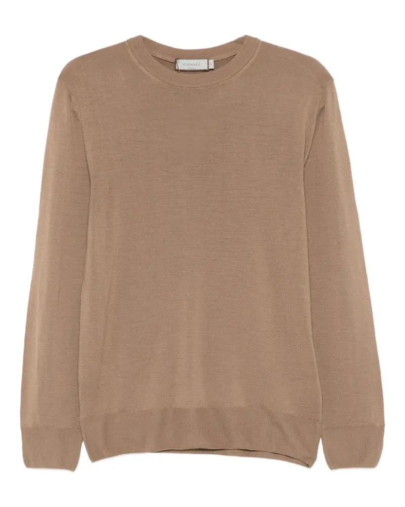 Canali T-Shirt mit rundem Ausschnitt - Braun Braun