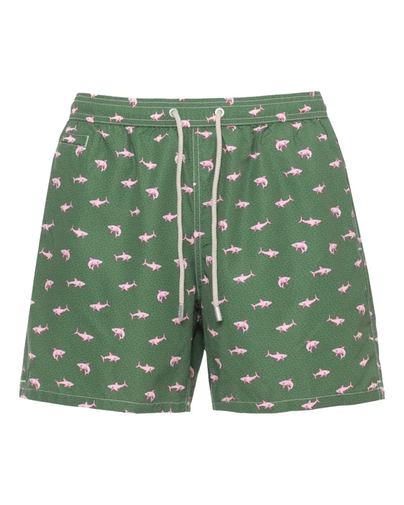 MC2 Saint Barth Badeshorts mit Hai-Print - Grün Grün
