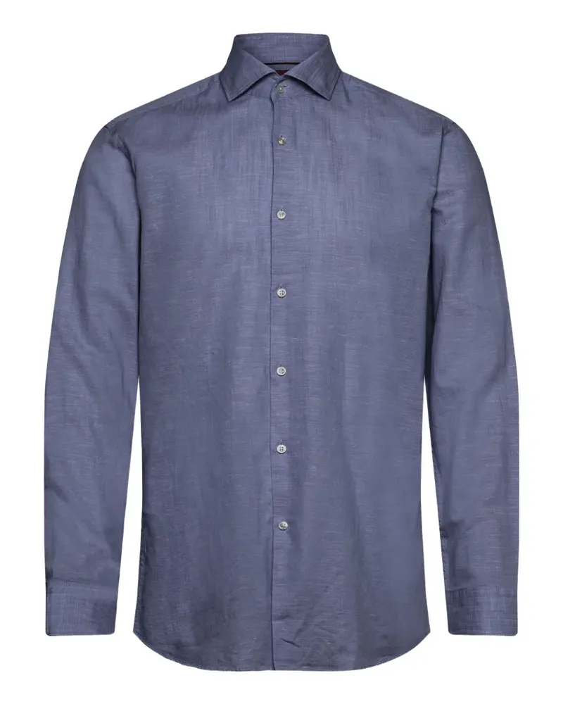 HUGO BOSS slim-fit shirt in cotton and linen - Blau Blau