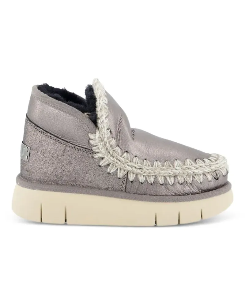 Mou Sneakers aus Metallic-Leder mit Häkelbesatz - Grau Grau