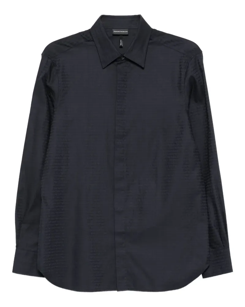 Emporio Armani Hemd mit Monogramm-Print - Blau Blau