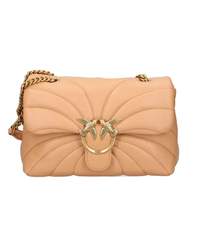 Pinko Kleine Love Puff Schultertasche mit Kettenriemen - Nude Nude