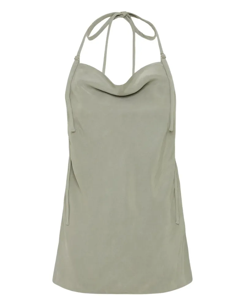 St. Agni Neckholder-Top mit Wasserfallkragen - Grau Grau