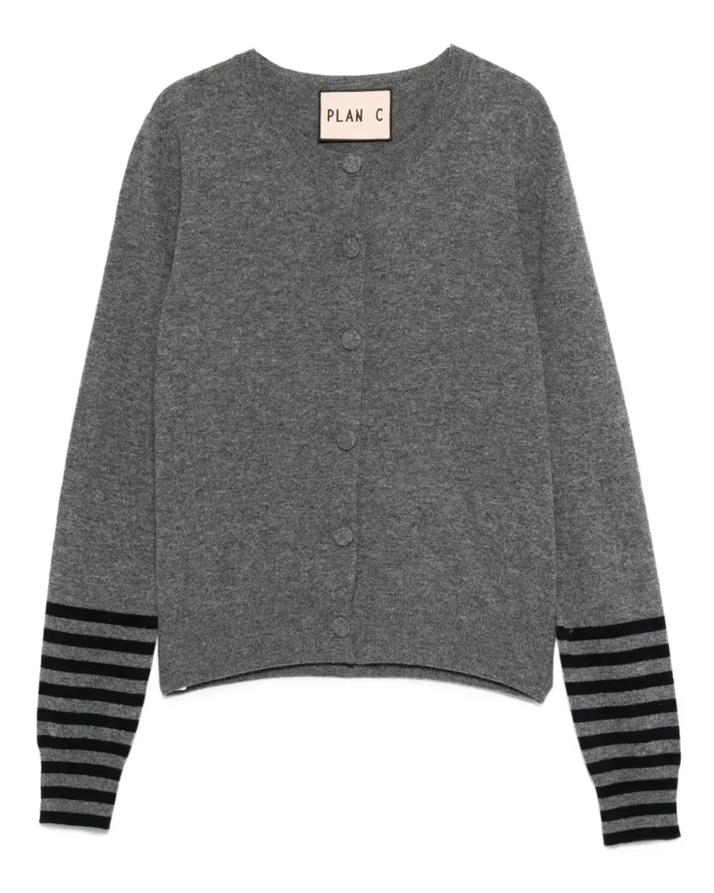 PLAN C Cardigan mit Streifendetail - Grau Grau