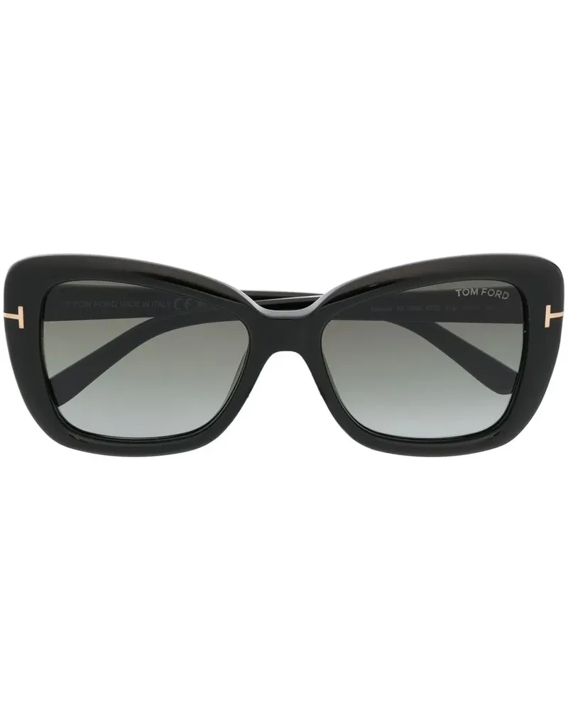 Tom Ford Butterfly-Sonnenbrille mit Logo - Schwarz Schwarz