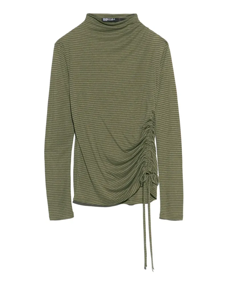 BIMBA Y LOLA Gestreiftes T-Shirt mit Raffungen - Grün Grün