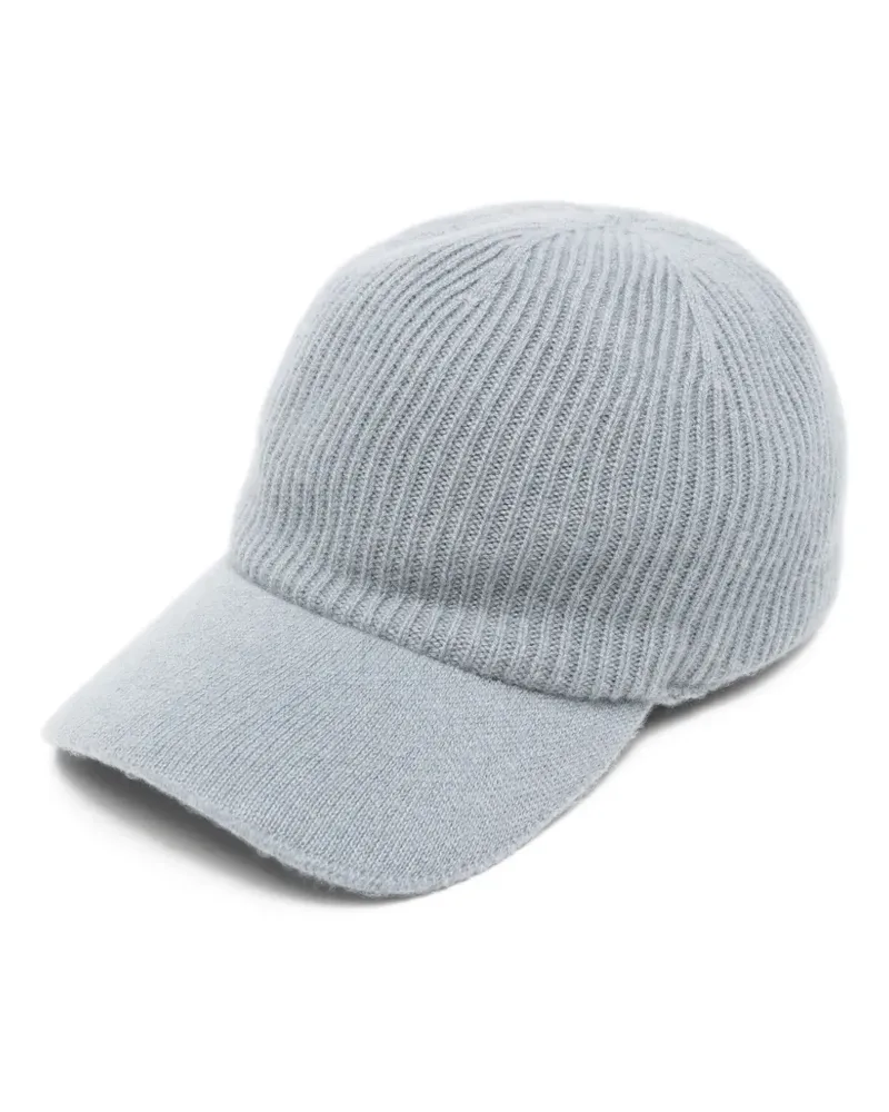 Eleventy Gerippte Baseballkappe aus Kaschmir - Blau Blau