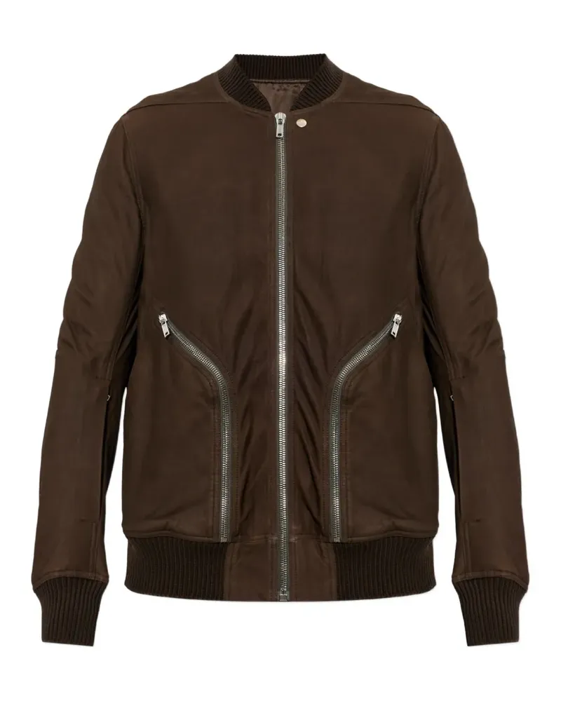 Rick Owens zip-detail leather jacket - Braun Braun