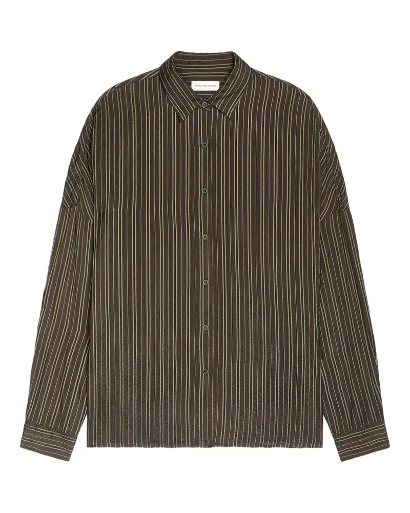 Dries van Noten Gestreiftes Kokon-Hemd - Braun Braun