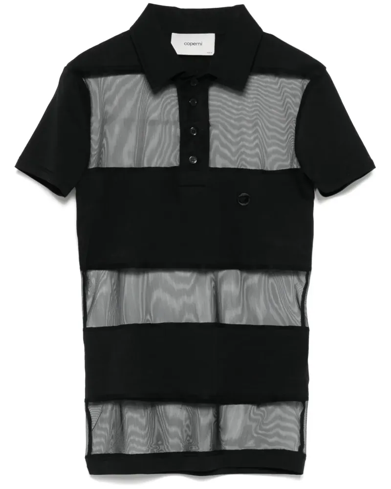 COPERNI Semi-transparentes Poloshirt mit Streifen - Schwarz Schwarz