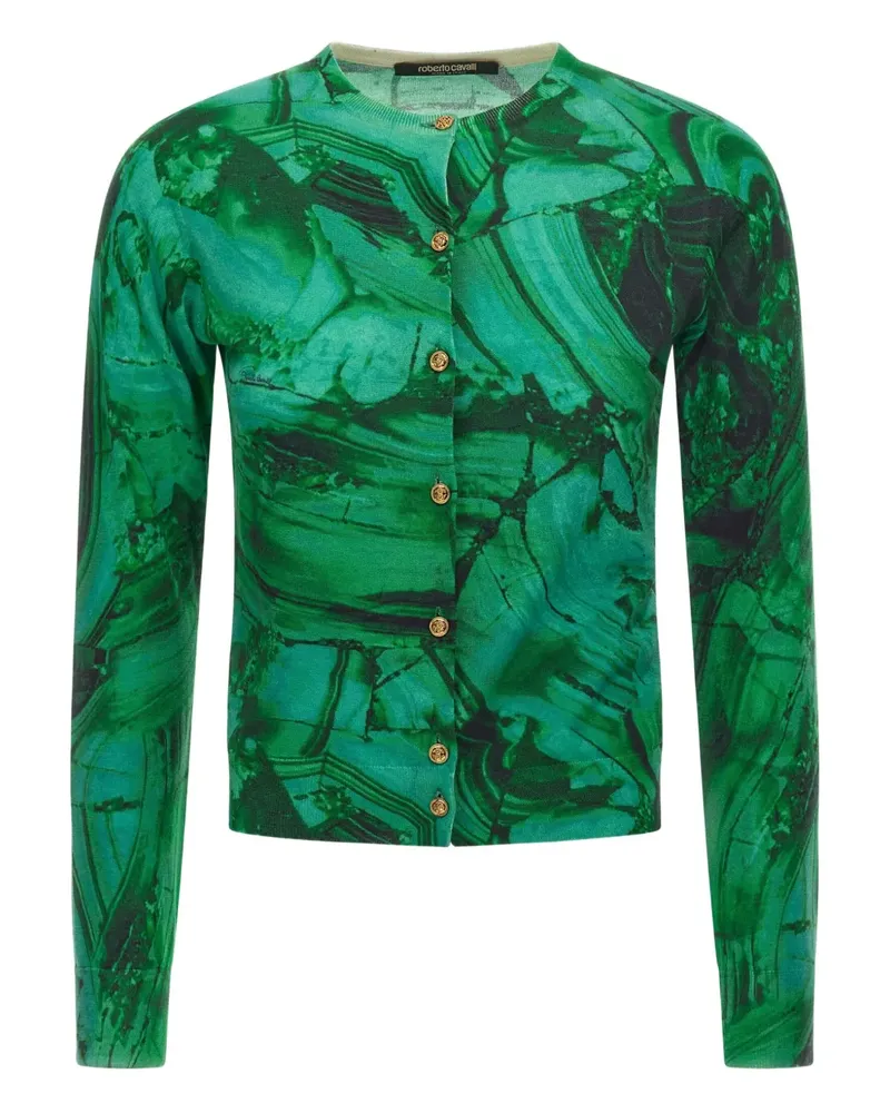 Roberto Cavalli Geknöpfter Cardigan mit Malachit-Print - Grün Grün