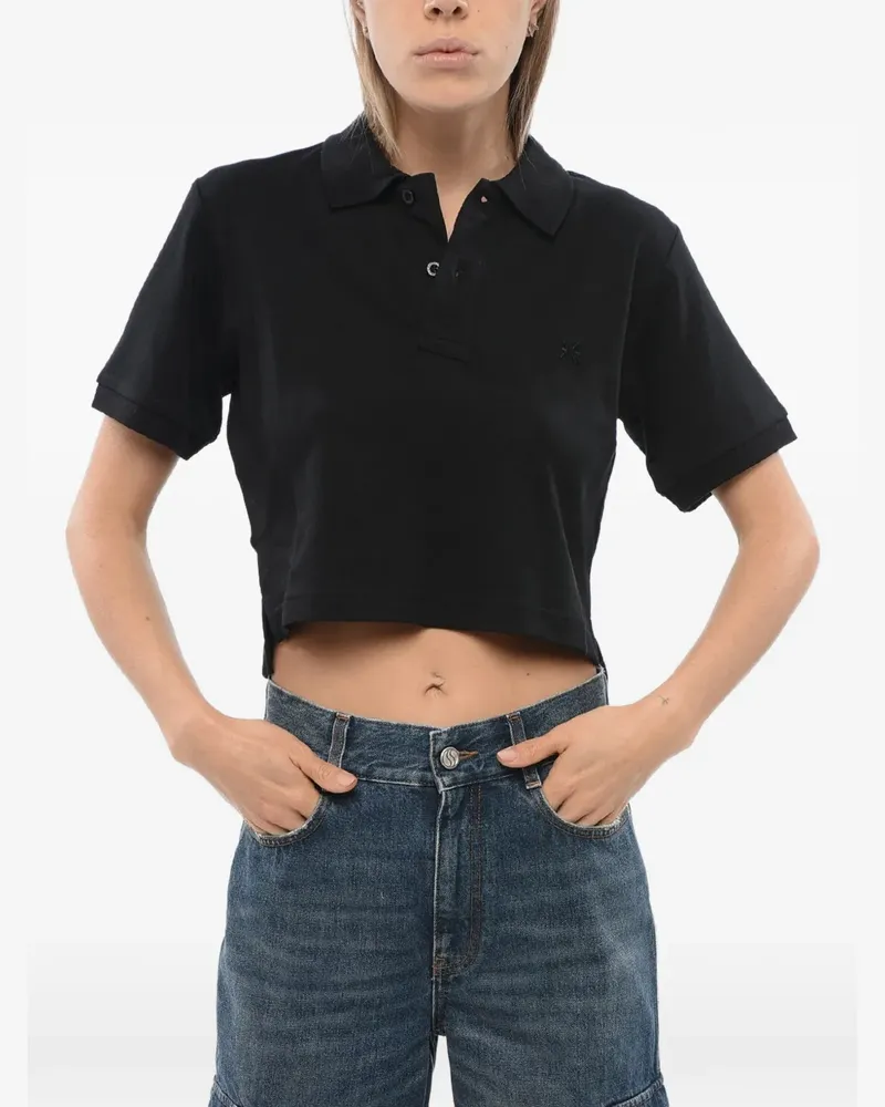 John Richmond Aicardi Cropped-Poloshirt mit Stickerei - Schwarz Schwarz