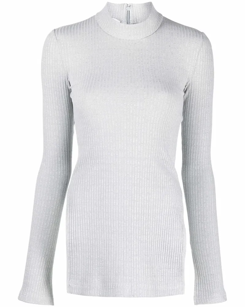 Helmut Lang Kurzärmeliges Strickoberteil - Grau Grau