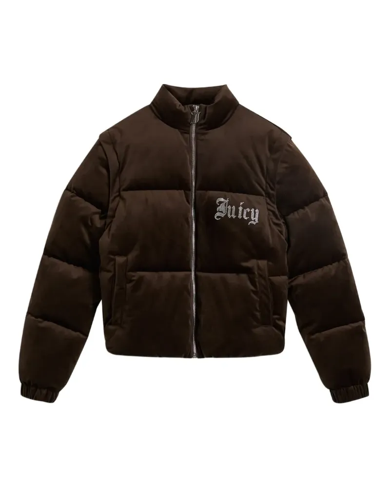 Juicy Couture Diamanté detachable-sleeve puffer jacket - Braun Braun