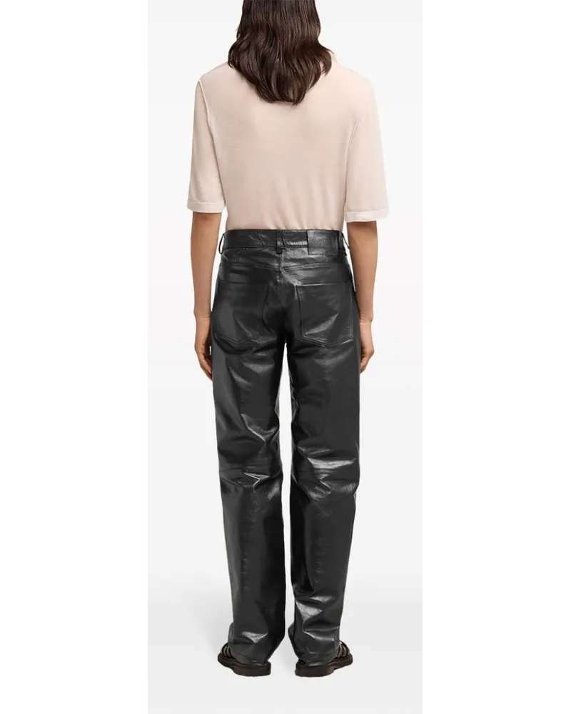 AMI Paris Lederhose mit geradem Schnitt - Schwarz Schwarz