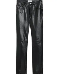 AMI Paris Lederhose mit geradem Schnitt Schwarz