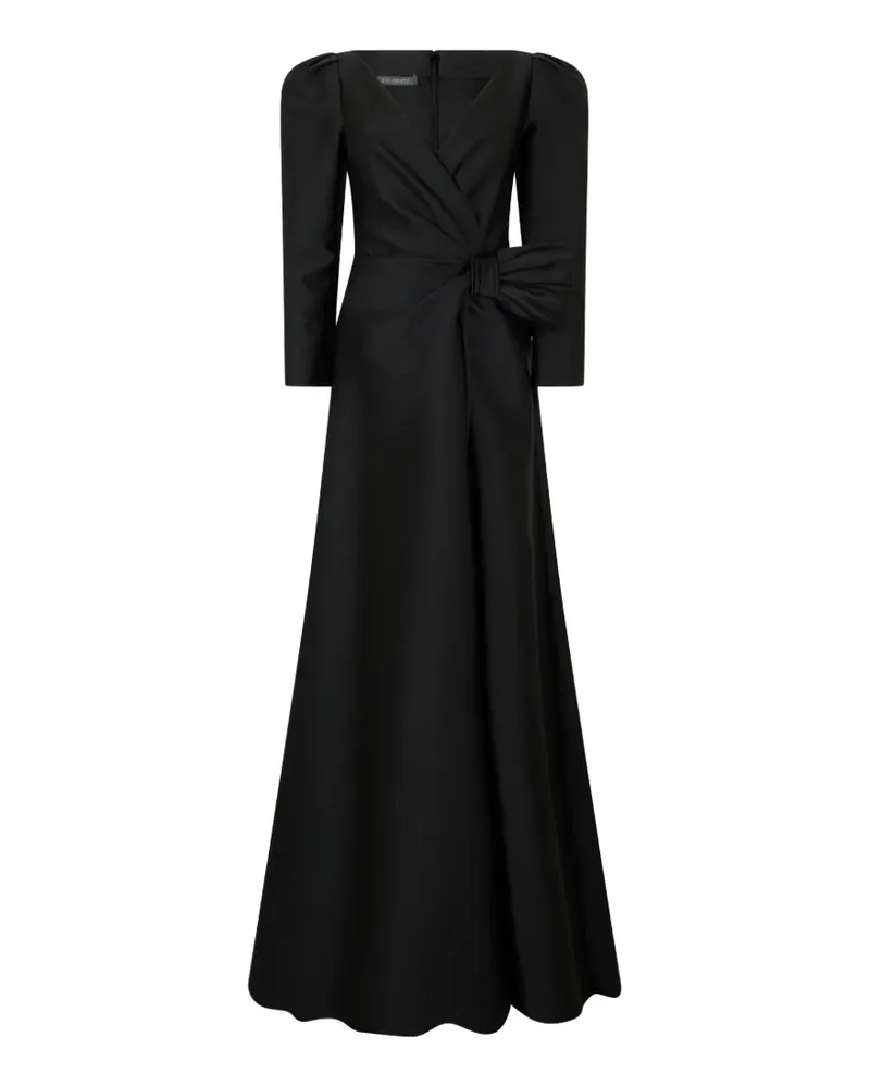 Alberta Ferretti V-Ausschnitt-Maxikleid mit Schleife - Schwarz Schwarz