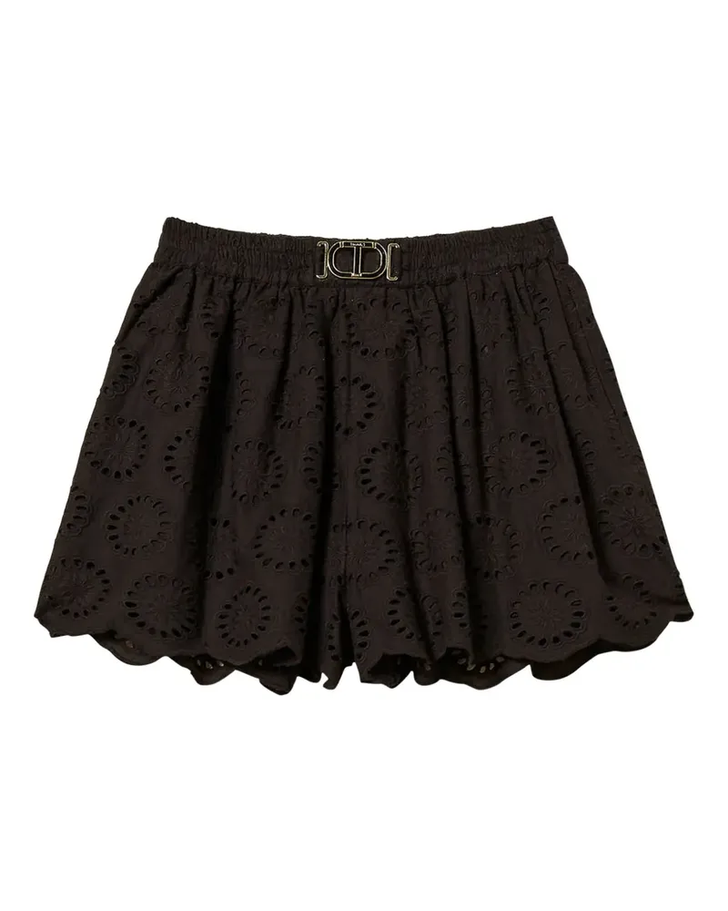 Twin-Set Shorts mit Lochstickerei - Schwarz Schwarz