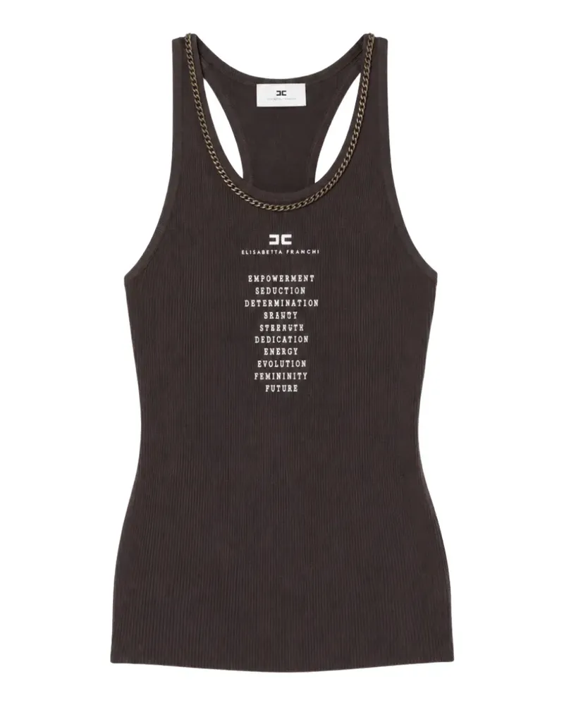 Elisabetta Franchi chain-link ribbed-knit top - Braun Braun