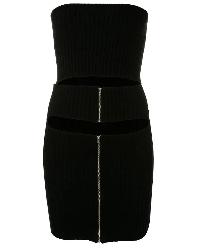 Gloria Coelho Gerafftes Kleid mit Cut-Out - Schwarz Schwarz